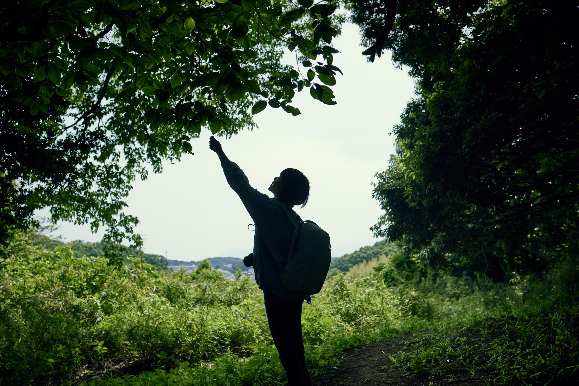 Silhouette of a woman in a beautiful remote area of Tokyo