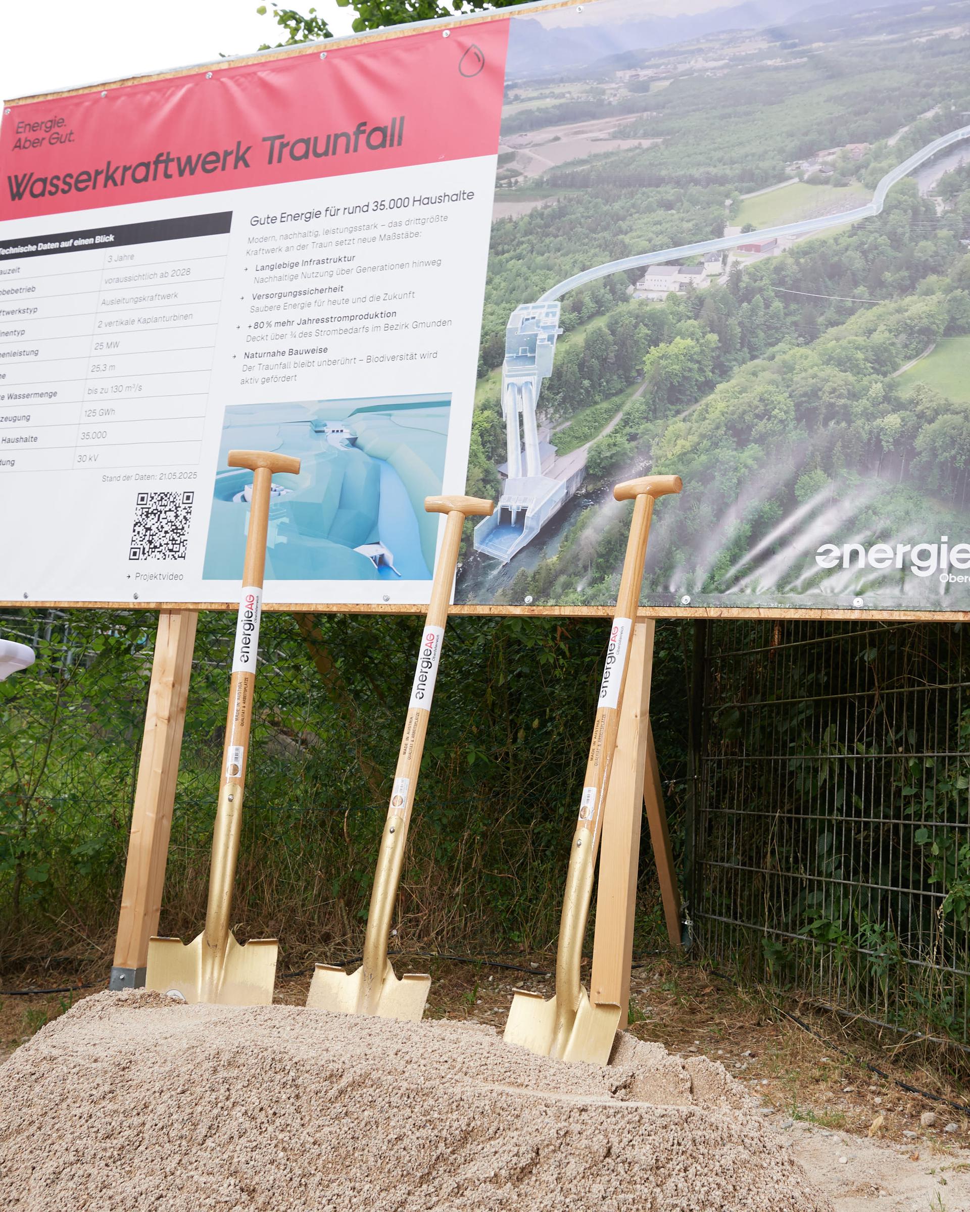 Spatenstich Laufwasserkraftwerk Traunfall Roitham am Traunfall