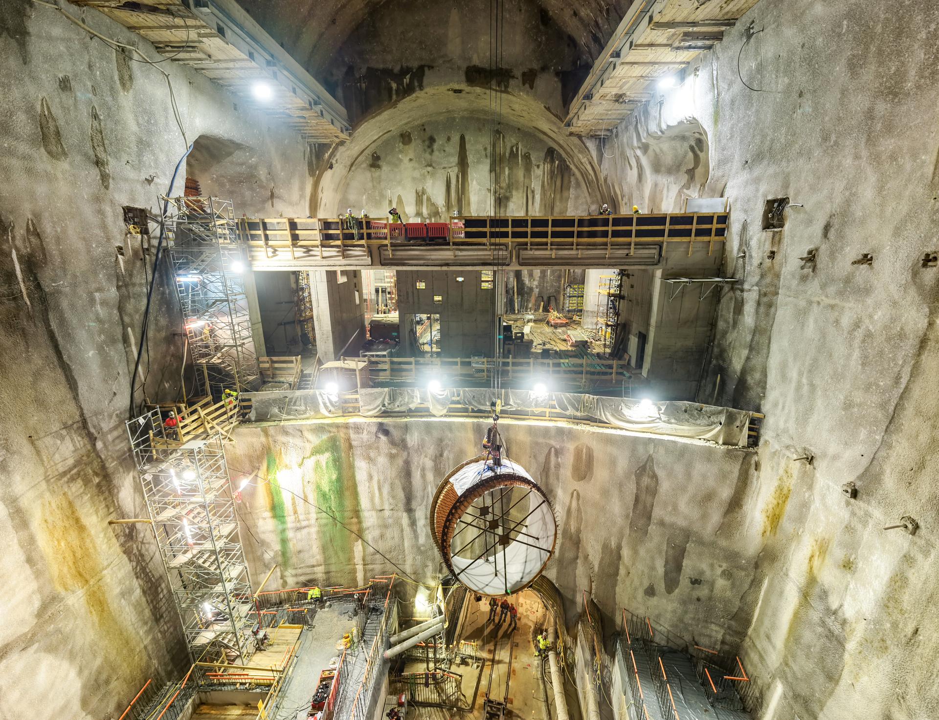 Baufortschritt PSKW Ebensee Pumpspeicherkraftwerk Grüne Batterie Oberösterreich Erneuerbare Energiezukunft Kaverne künftiges Maschinenhaus Betonbrücke
